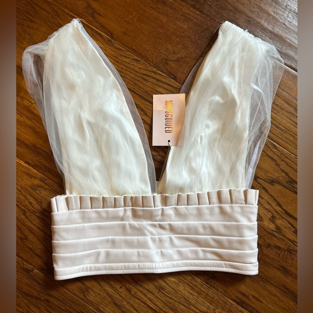 Missguided Tulle Shoulder PU Pleated Body Cami